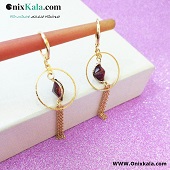 گوشواره آویز حلقه ای نگین دار کد 10073