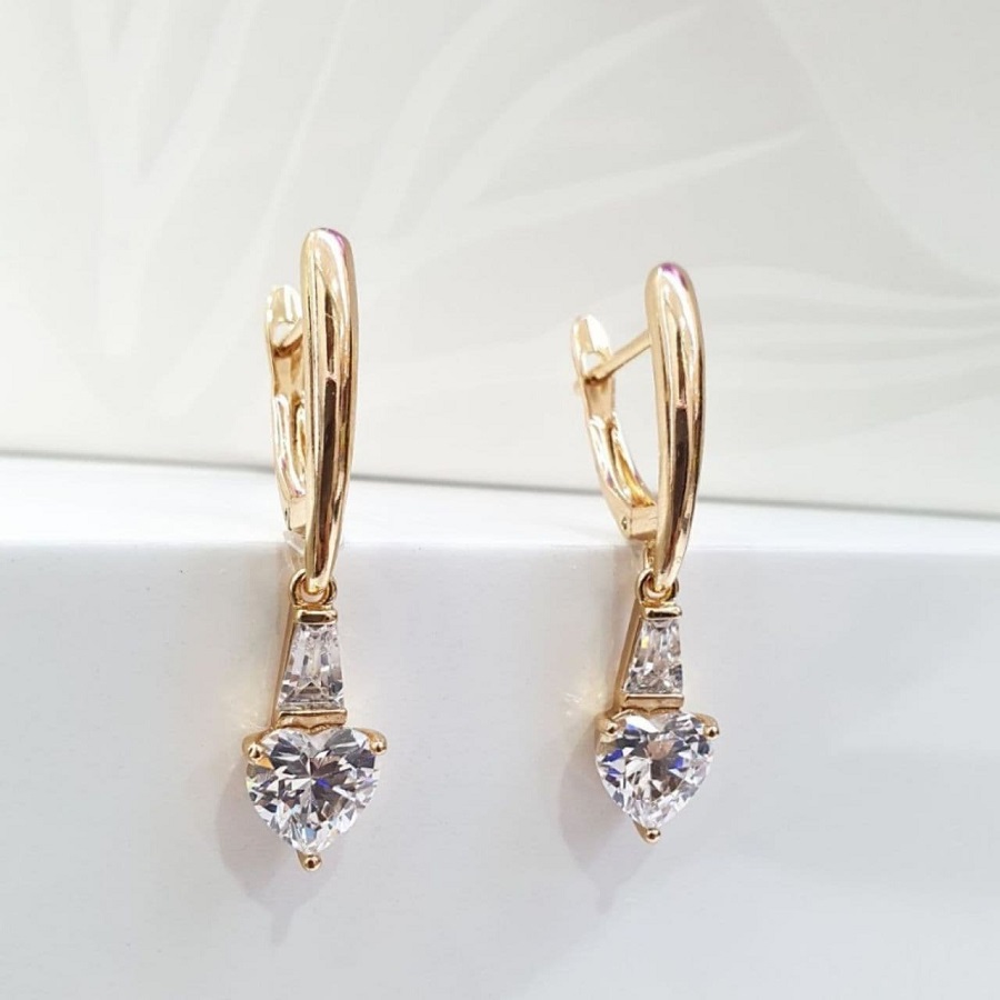 گوشواره نگینی قلبی ژوپینگ کد 10156