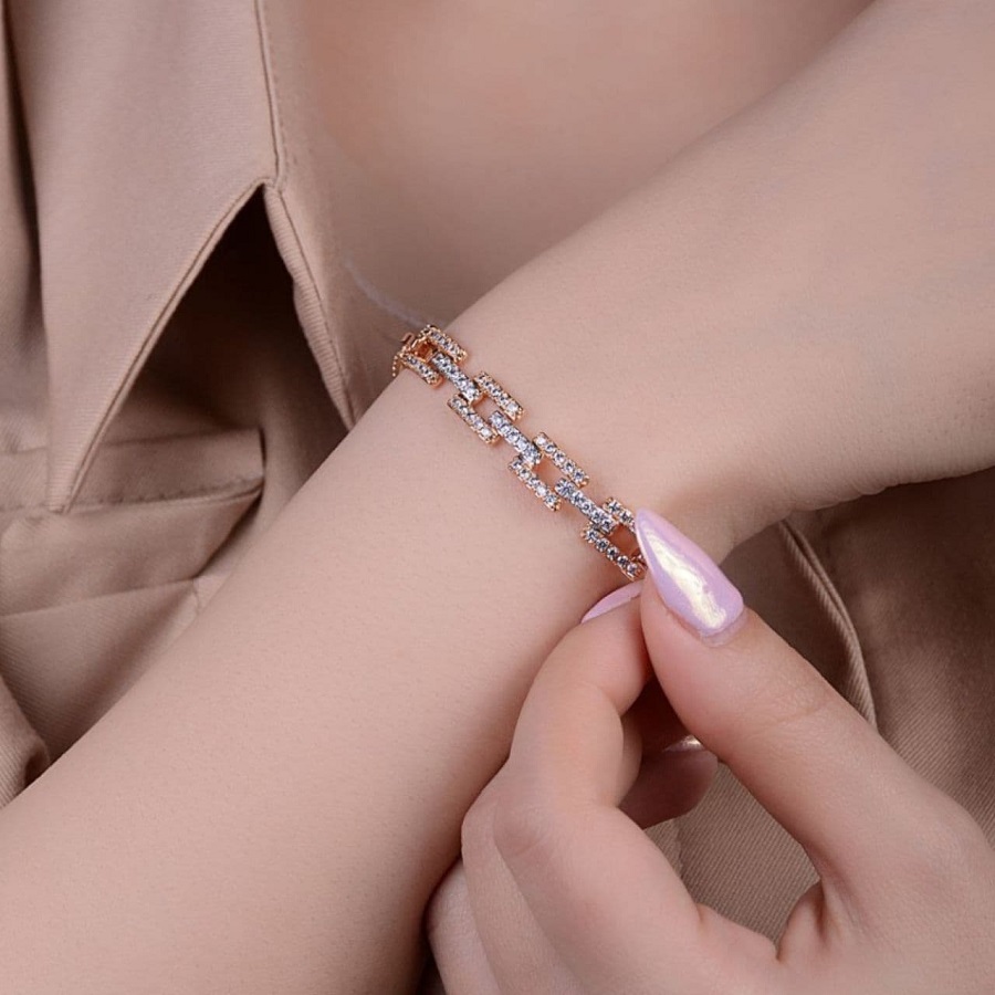 دستبند مربعی نگین دار ژوپینگ کد 10175
