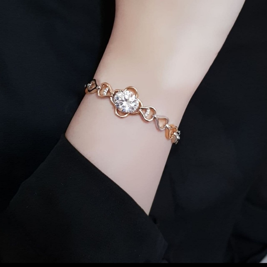 دستبند رنگ ثابت تک نگین کد 10167