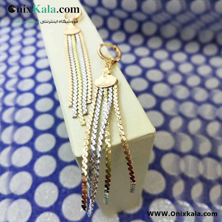 گوشواره رشته ای دو رنگ ژوپینگ کد 10059