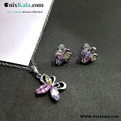 نیم ست ژوپینگ نگین رنگی کد 10094